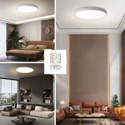 Immax NEO 07315L - Ρυθμιζόμενο φωτιστικό οροφής LED SEMPLICI LED/96W/230V Ø 80 cm Wi‑Fi Tuya λευκό + τηλεχειριστήριο