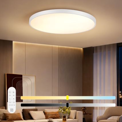 Immax NEO 07316L - Ρυθμιζόμενο LED φωτιστικό οροφής SEMPLICI LED/128W/230V, διάμ. 100 cm, Wi-Fi Tuya, λευκό + τηλεχειριστήριο