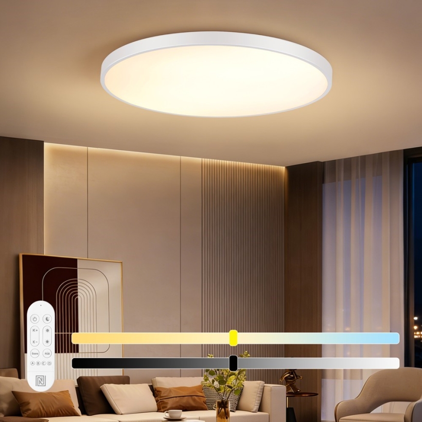 Immax NEO 07316L - Ρυθμιζόμενο LED φωτιστικό οροφής SEMPLICI LED/128W/230V, διάμ. 100 cm, Wi-Fi Tuya, λευκό + τηλεχειριστήριο