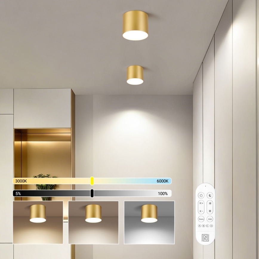 Immax NEO 07317L - Ρυθμιζόμενο LED φωτιστικό οροφής RONDATE LED/18W/230V, διάμ. 11,5cm, Wi‑Fi Tuya, χρυσό