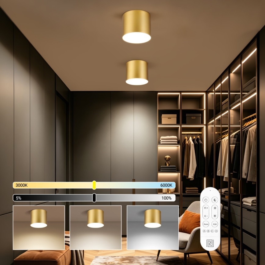 Immax NEO 07318L - Ρυθμιζόμενο LED φωτιστικό οροφής RONDATE LED/32W/230V διάμ. 16,5 cm Wi-Fi Tuya χρυσό