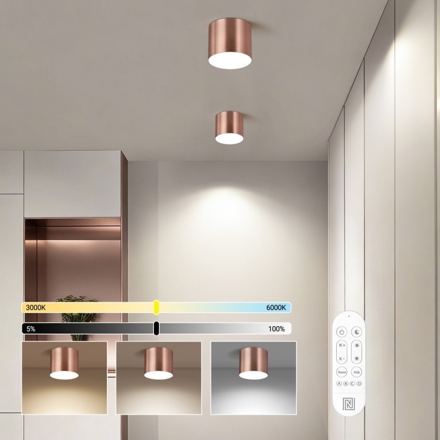 Immax NEO 07319L - Ρυθμιζόμενο LED φωτιστικό οροφής RONDATE LED/18W/230V διάμ. 11,5 cm Wi-Fi Tuya ροζ χρυσό