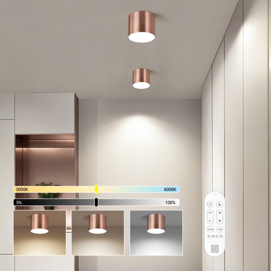Immax NEO 07319L - Ρυθμιζόμενο LED φωτιστικό οροφής RONDATE LED/18W/230V διάμετρος 11,5 cm Wi-Fi Tuya ροζ χρυσό
