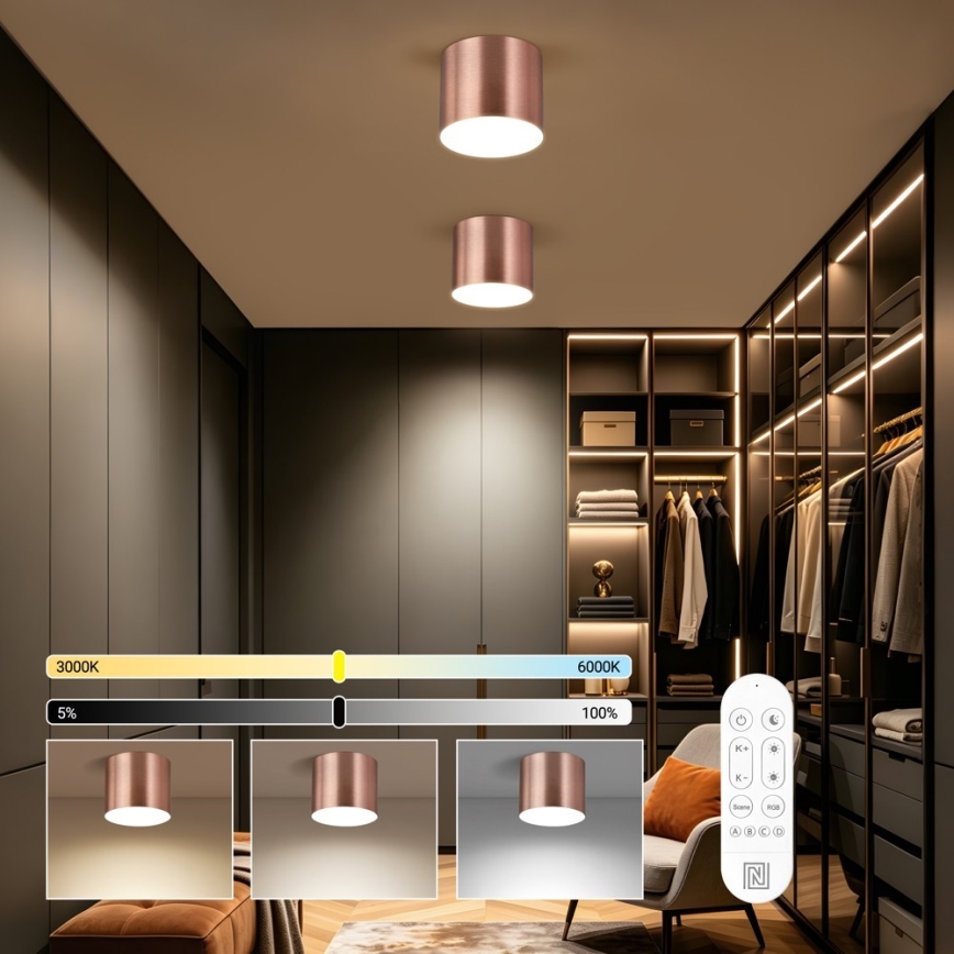 Immax NEO 07320L - Ρυθμιζόμενο φωτιστικό οροφής LED RONDATE LED/32W/230V, διάμ. 16,5 εκ., Wi-Fi Tuya, ροζ χρυσό