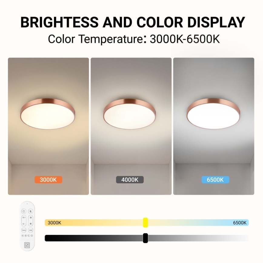 Immax NEO 07321L - Ρυθμιζόμενο LED φωτιστικό οροφής NEO LITE SEMPLICI LED/36W/230V, διάμ. 40 cm, Tuya ροζ χρυσό + τηλεχειριστήριο