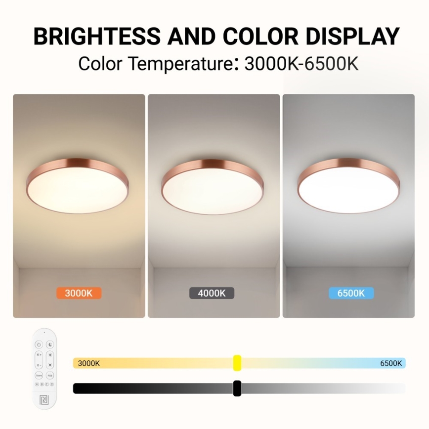 Immax NEO 07322L - Ρυθμιζόμενο φωτιστικό οροφής LED NEO LITE SEMPLICI LED/60W/230V Ø 60 cm Tuya ροζ-χρυσό + τηλεχειριστήριο
