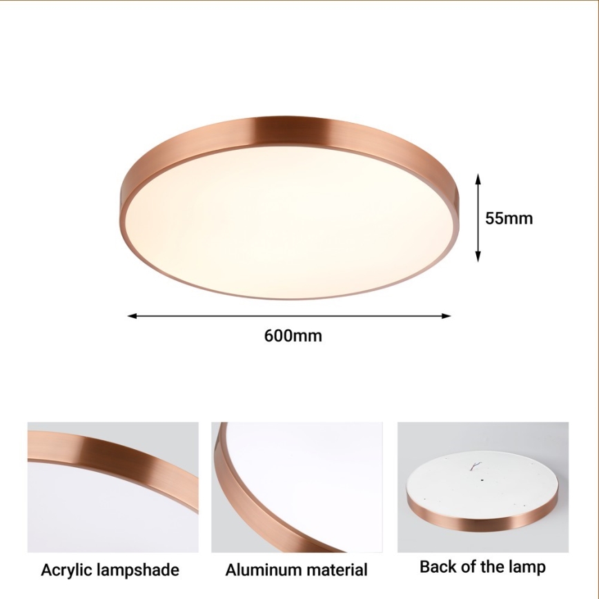 Immax NEO 07322L - Ρυθμιζόμενο φωτιστικό οροφής LED NEO LITE SEMPLICI LED/60W/230V Ø 60 cm Tuya ροζ-χρυσό + τηλεχειριστήριο