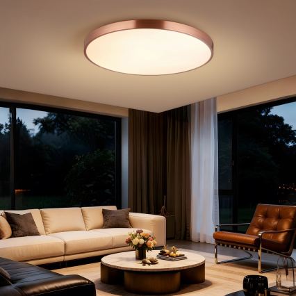 Immax NEO 07323L - Ρυθμιζόμενο LED φωτιστικό οροφής SEMPLICI LED/96W/230V Ø 80 cm Wi-Fi Tuya ροζ-χρυσό + τηλεχειριστήριο
