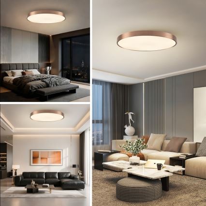 Immax NEO 07323L - Ρυθμιζόμενο LED φωτιστικό οροφής SEMPLICI LED/96W/230V Ø 80 cm Wi-Fi Tuya ροζ-χρυσό + τηλεχειριστήριο