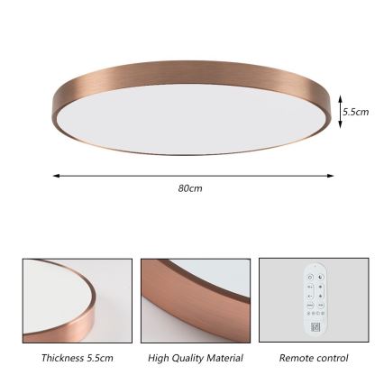 Immax NEO 07323L - Ρυθμιζόμενο LED φωτιστικό οροφής SEMPLICI LED/96W/230V Ø 80 cm Wi-Fi Tuya ροζ-χρυσό + τηλεχειριστήριο