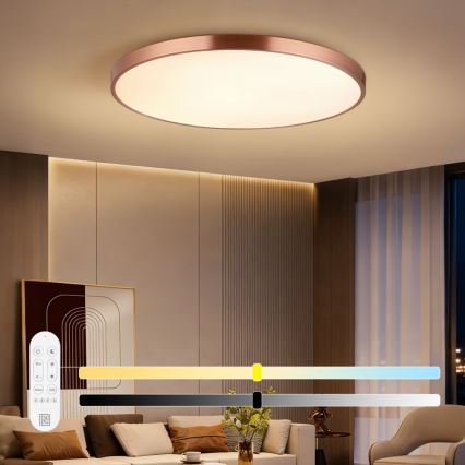 Immax NEO 07324L - Ρυθμιζόμενο φωτιστικό οροφής LED SEMPLICI LED/128W/230V διάμ. 100 cm Wi‑Fi Tuya, χρυσό + τηλεχειριστήριο