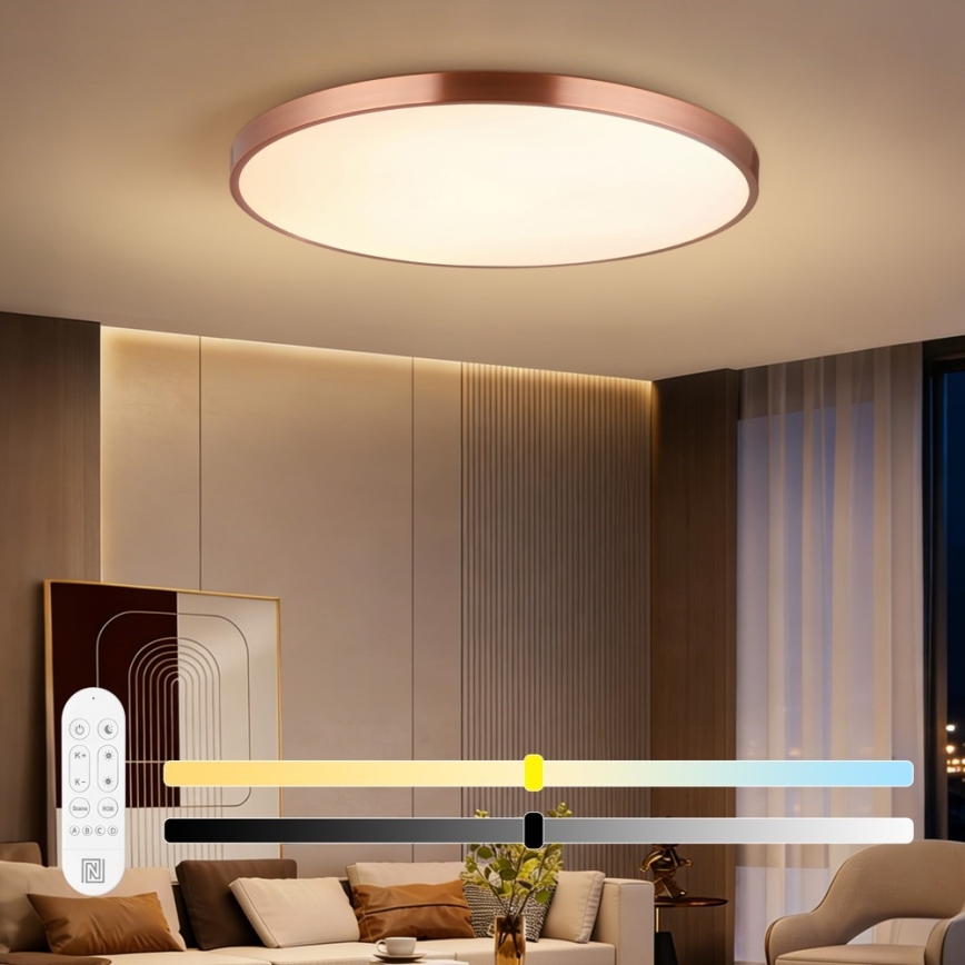 Immax NEO 07324L - Ρυθμιζόμενο φωτιστικό οροφής LED SEMPLICI LED/128W/230V διάμ. 100 cm Wi‑Fi Tuya, χρυσό + τηλεχειριστήριο