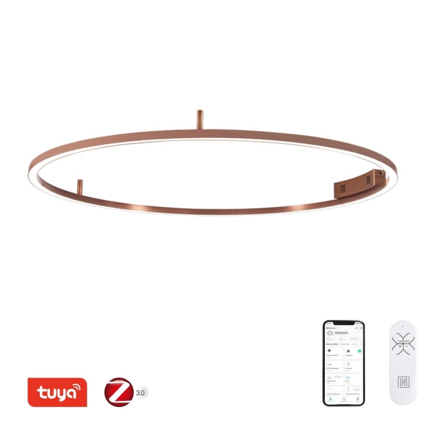 Immax NEO 07325-120C - Ρυθμιζόμενο φωτιστικό οροφής FINO LED/72W/230V 120 cm Tuya, σε απόχρωση ροζ χρυσού + τηλεχειριστήριο