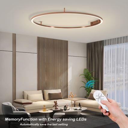 Immax NEO 07325-120C - Ρυθμιζόμενο φωτιστικό οροφής FINO LED/72W/230V 120 cm Tuya, σε απόχρωση ροζ χρυσού + τηλεχειριστήριο
