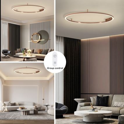 Immax NEO 07325-120C - Ρυθμιζόμενο φωτιστικό οροφής FINO LED/72W/230V 120 cm Tuya, σε απόχρωση ροζ χρυσού + τηλεχειριστήριο