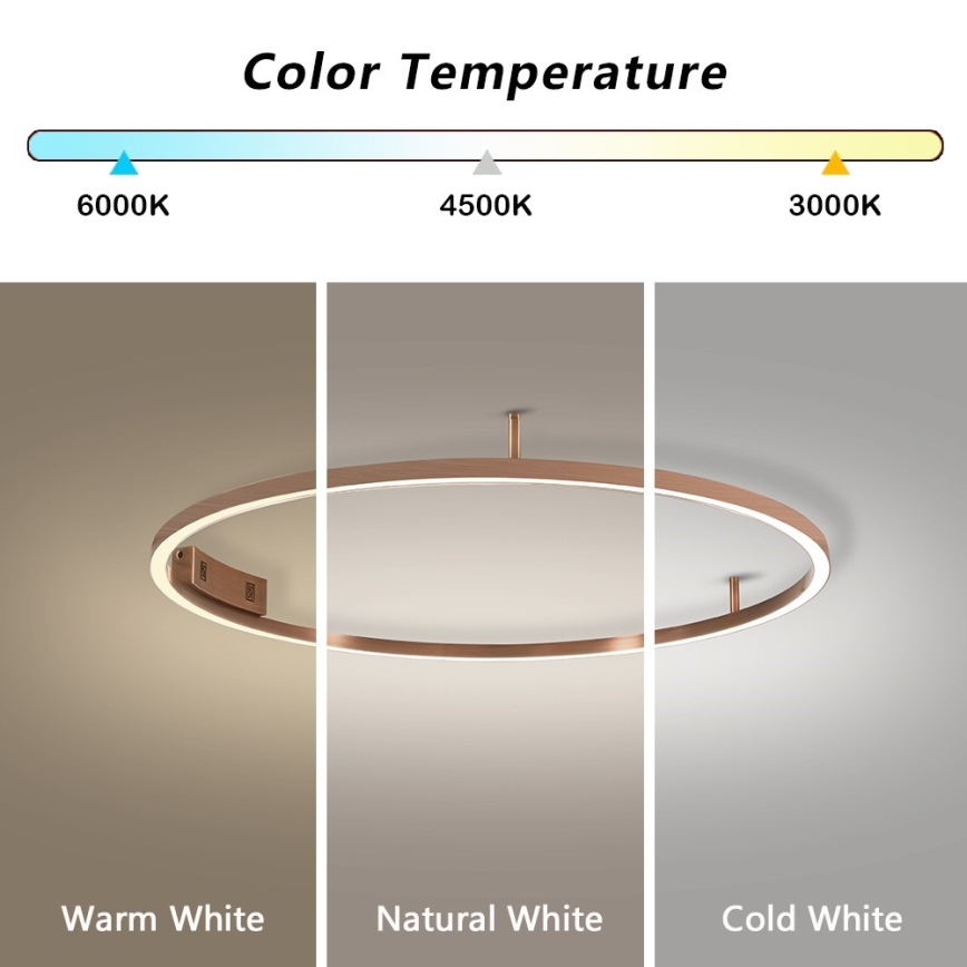 Immax NEO 07326-80C - Ρυθμιζόμενο LED φωτιστικό οροφής FINO LED/55W/230V 80 cm Tuya σε ροζ χρυσό + τηλεχειριστήριο