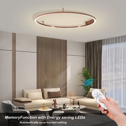Immax NEO 07326-80C - Ρυθμιζόμενο LED φωτιστικό οροφής FINO LED/55W/230V 80 cm Tuya σε ροζ χρυσό + τηλεχειριστήριο