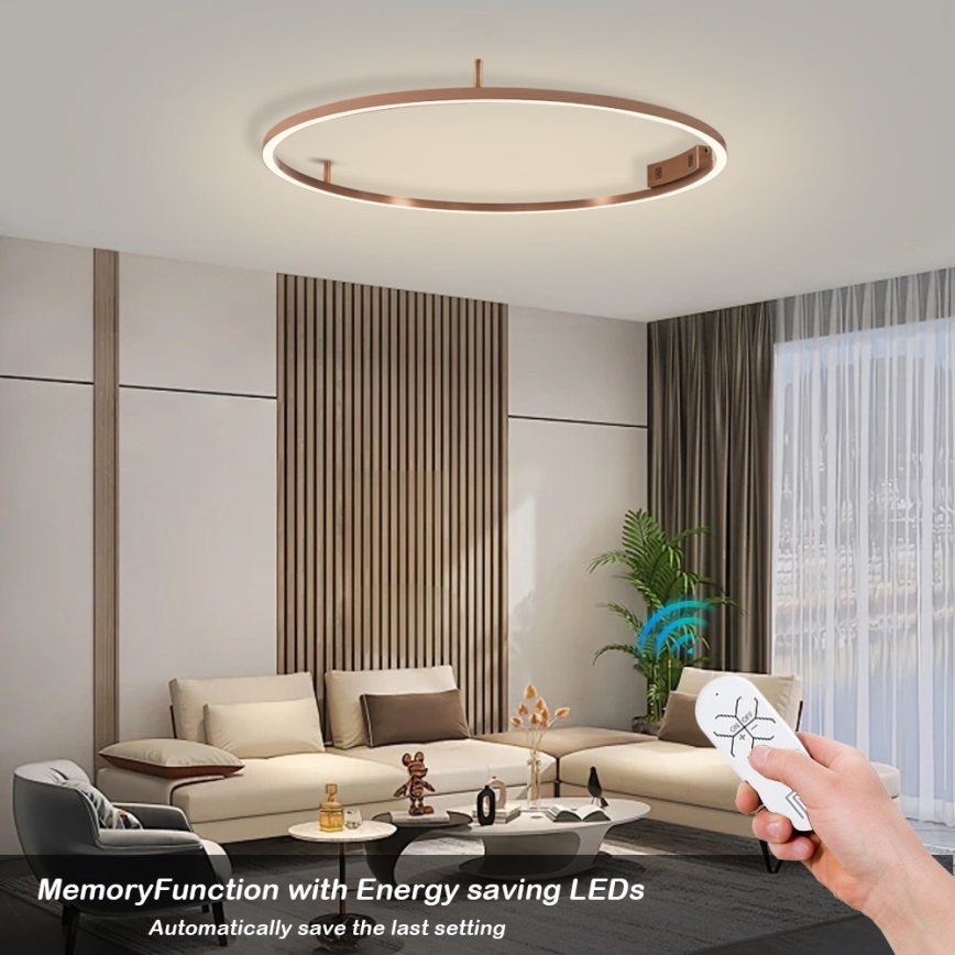 Immax NEO 07326-80C - Ρυθμιζόμενο LED φωτιστικό οροφής FINO LED/55W/230V 80 cm Tuya σε ροζ χρυσό + τηλεχειριστήριο