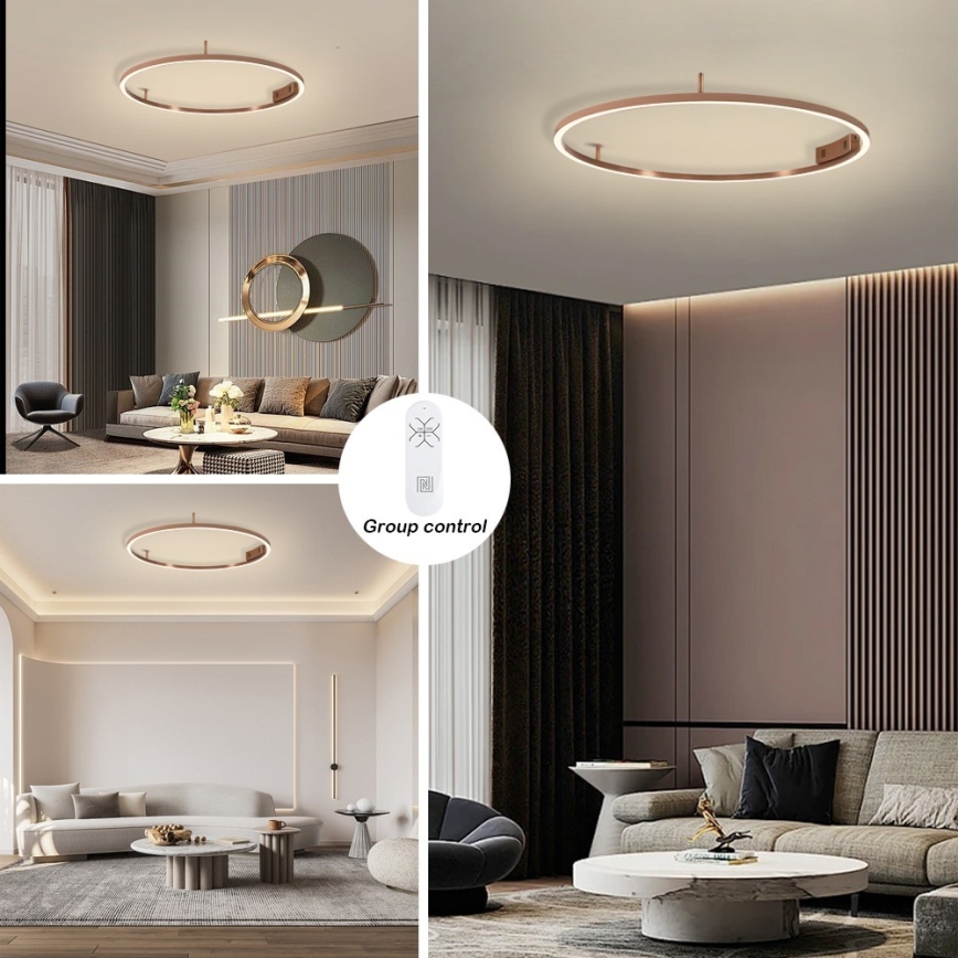 Immax NEO 07326-80C - Ρυθμιζόμενο LED φωτιστικό οροφής FINO LED/55W/230V 80 cm Tuya σε ροζ χρυσό + τηλεχειριστήριο