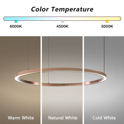 Immax NEO 07327L - Ρυθμιζόμενος LED κρεμαστός πολυέλαιος σε σύρμα FINO LED/55W/230V 80 cm Tuya ροζ χρυσό + τηλεχειριστήριο
