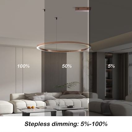 Immax NEO 07327L - Ρυθμιζόμενος LED κρεμαστός πολυέλαιος σε σύρμα FINO LED/55W/230V 80 cm Tuya ροζ χρυσό + τηλεχειριστήριο