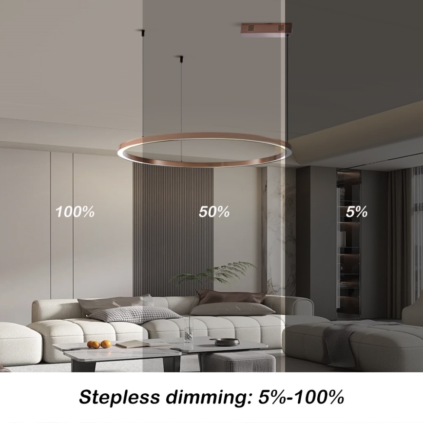 Immax NEO 07327L - Ρυθμιζόμενος LED κρεμαστός πολυέλαιος σε σύρμα FINO LED/55W/230V 80 cm Tuya ροζ χρυσό + τηλεχειριστήριο