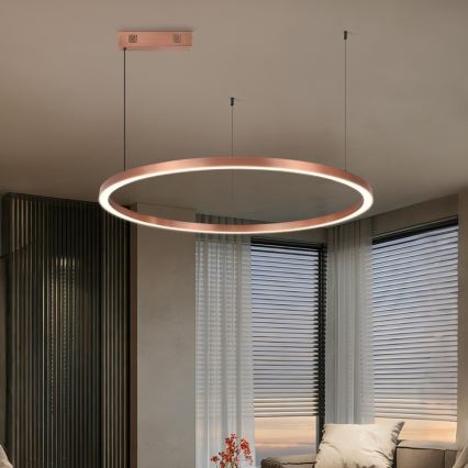 Immax NEO 07327L - Ρυθμιζόμενος LED κρεμαστός πολυέλαιος σε σύρμα FINO LED/55W/230V 80 cm Tuya ροζ χρυσό + τηλεχειριστήριο