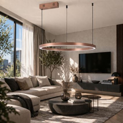 Immax NEO 07327L - Ρυθμιζόμενος LED κρεμαστός πολυέλαιος σε σύρμα FINO LED/55W/230V 80 cm Tuya ροζ χρυσό + τηλεχειριστήριο