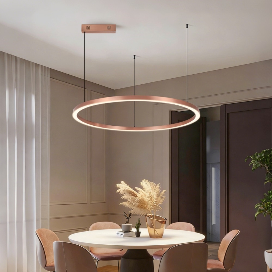 Immax NEO 07327L - Ρυθμιζόμενος LED κρεμαστός πολυέλαιος σε σύρμα FINO LED/55W/230V 80 cm Tuya ροζ χρυσό + τηλεχειριστήριο