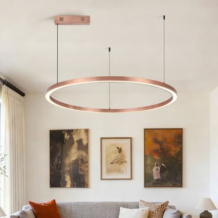 Immax NEO 07327L - Ρυθμιζόμενος LED κρεμαστός πολυέλαιος σε σύρμα FINO LED/55W/230V 80 cm Tuya ροζ χρυσό + τηλεχειριστήριο