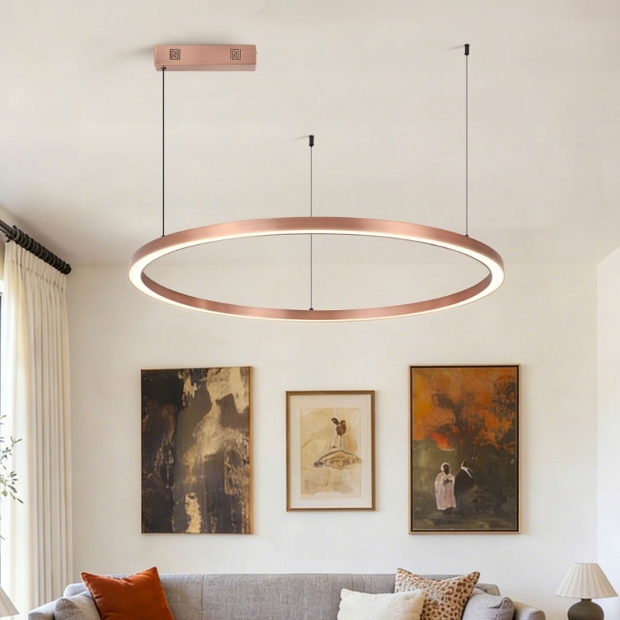 Immax NEO 07327L - Ρυθμιζόμενος LED κρεμαστός πολυέλαιος σε σύρμα FINO LED/55W/230V 80 cm Tuya ροζ χρυσό + τηλεχειριστήριο