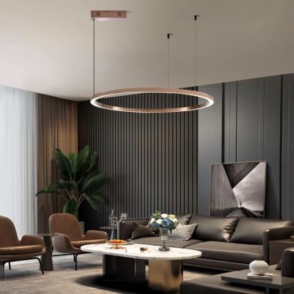Immax NEO 07327L - Ρυθμιζόμενος LED κρεμαστός πολυέλαιος σε σύρμα FINO LED/55W/230V 80 cm Tuya ροζ χρυσό + τηλεχειριστήριο