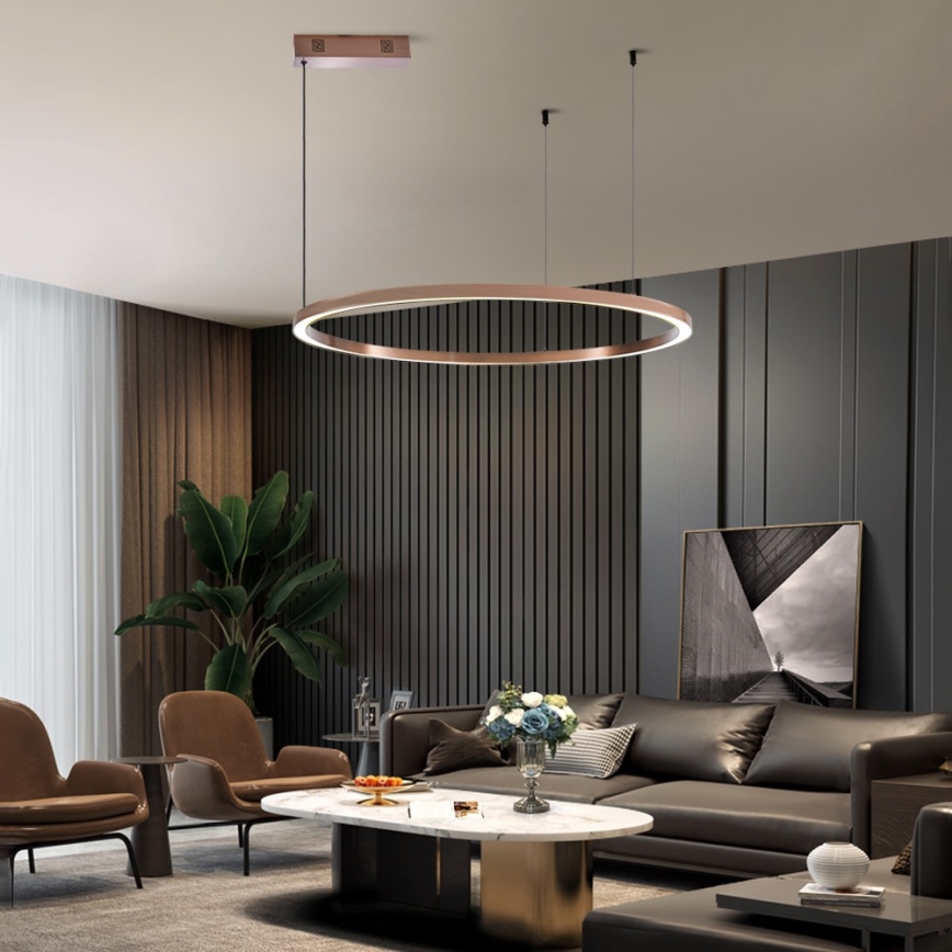 Immax NEO 07327L - Ρυθμιζόμενος LED κρεμαστός πολυέλαιος σε σύρμα FINO LED/55W/230V 80 cm Tuya ροζ χρυσό + τηλεχειριστήριο