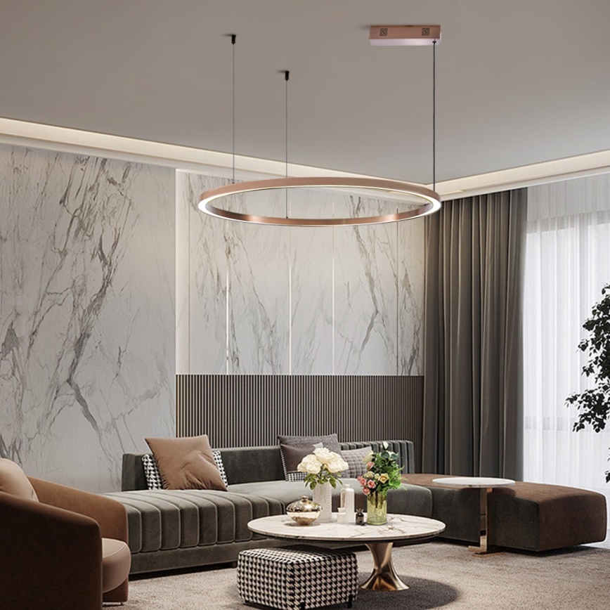 Immax NEO 07327L - Ρυθμιζόμενος LED κρεμαστός πολυέλαιος σε σύρμα FINO LED/55W/230V 80 cm Tuya ροζ χρυσό + τηλεχειριστήριο