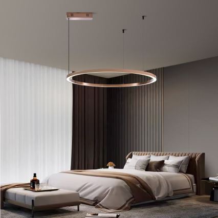 Immax NEO 07327L - Ρυθμιζόμενος LED κρεμαστός πολυέλαιος σε σύρμα FINO LED/55W/230V 80 cm Tuya ροζ χρυσό + τηλεχειριστήριο