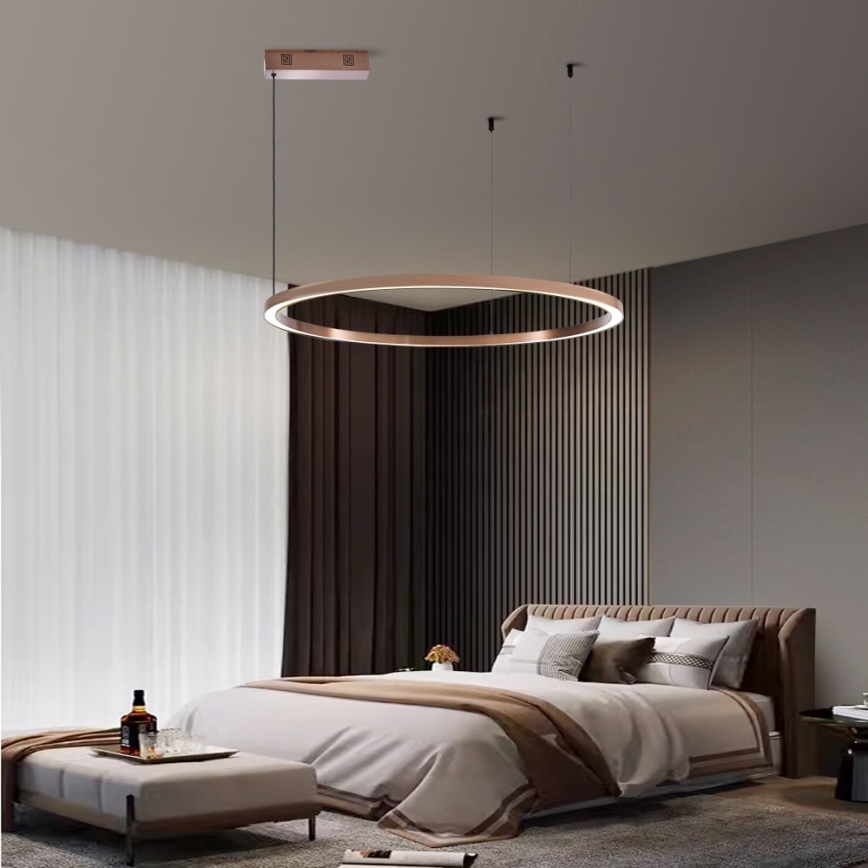 Immax NEO 07327L - Ρυθμιζόμενος LED κρεμαστός πολυέλαιος σε σύρμα FINO LED/55W/230V 80 cm Tuya ροζ χρυσό + τηλεχειριστήριο