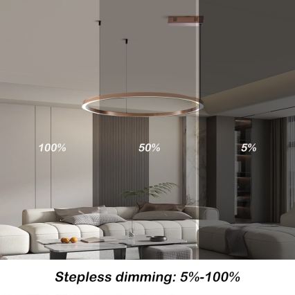 Immax NEO 07327L - LED ρυθμιζόμενο κρεμαστό φωτιστικό με καλώδιο FINO LED/55W/230V 80 cm ροζ χρυσό Tuya + τηλεχειριστήριο