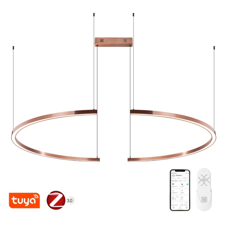 Immax NEO 07328L - LED ρυθμιζόμενο κρεμαστό φωτιστικό με καλώδιο FINO LED/72W/230V 120 cm Tuya ροζ χρυσό + τηλεχειριστήριο