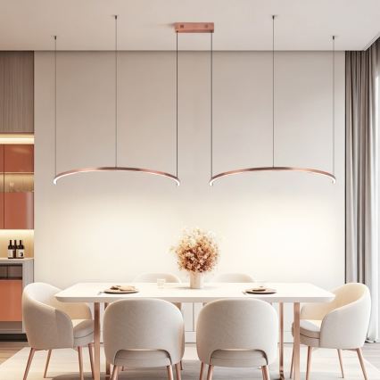 Immax NEO 07328L - LED ρυθμιζόμενο κρεμαστό φωτιστικό με καλώδιο FINO LED/72W/230V 120 cm Tuya ροζ χρυσό + τηλεχειριστήριο