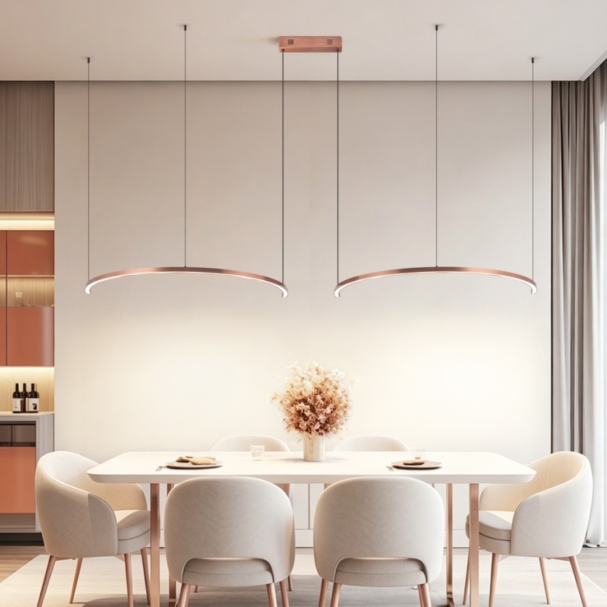 Immax NEO 07328L - LED ρυθμιζόμενο κρεμαστό φωτιστικό με καλώδιο FINO LED/72W/230V 120 cm Tuya ροζ χρυσό + τηλεχειριστήριο