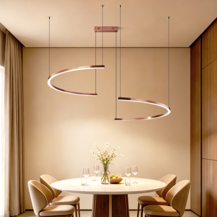 Immax NEO 07328L - LED ρυθμιζόμενο κρεμαστό φωτιστικό με καλώδιο FINO LED/72W/230V 120 cm Tuya ροζ χρυσό + τηλεχειριστήριο