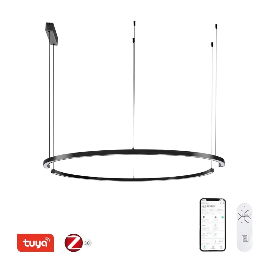 Immax NEO 07329L - Ρυθμιζόμενο LED κρεμαστό φωτιστικό σε καλώδιο FINO LED/72W/230V 120 cm Tuya μαύρο + τηλεχειριστήριο