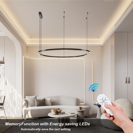 Immax NEO 07329L - Ρυθμιζόμενο LED κρεμαστό φωτιστικό σε καλώδιο FINO LED/72W/230V 120 cm Tuya μαύρο + τηλεχειριστήριο
