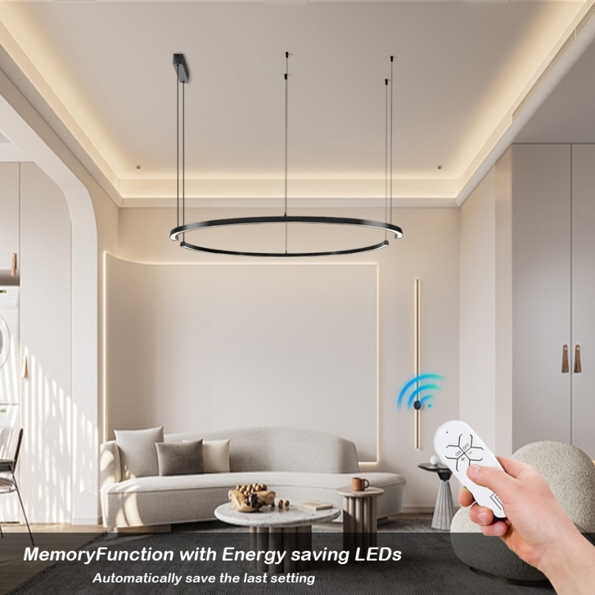 Immax NEO 07329L - Ρυθμιζόμενο LED κρεμαστό φωτιστικό σε καλώδιο FINO LED/72W/230V 120 cm Tuya μαύρο + τηλεχειριστήριο