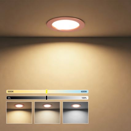 Immax NEO 07330L - Ρυθμιζόμενο εντοιχισμένο φωτιστικό LED DOWN LED/12W/230V Wi-Fi Tuya Ø 12 cm ροζ χρυσό