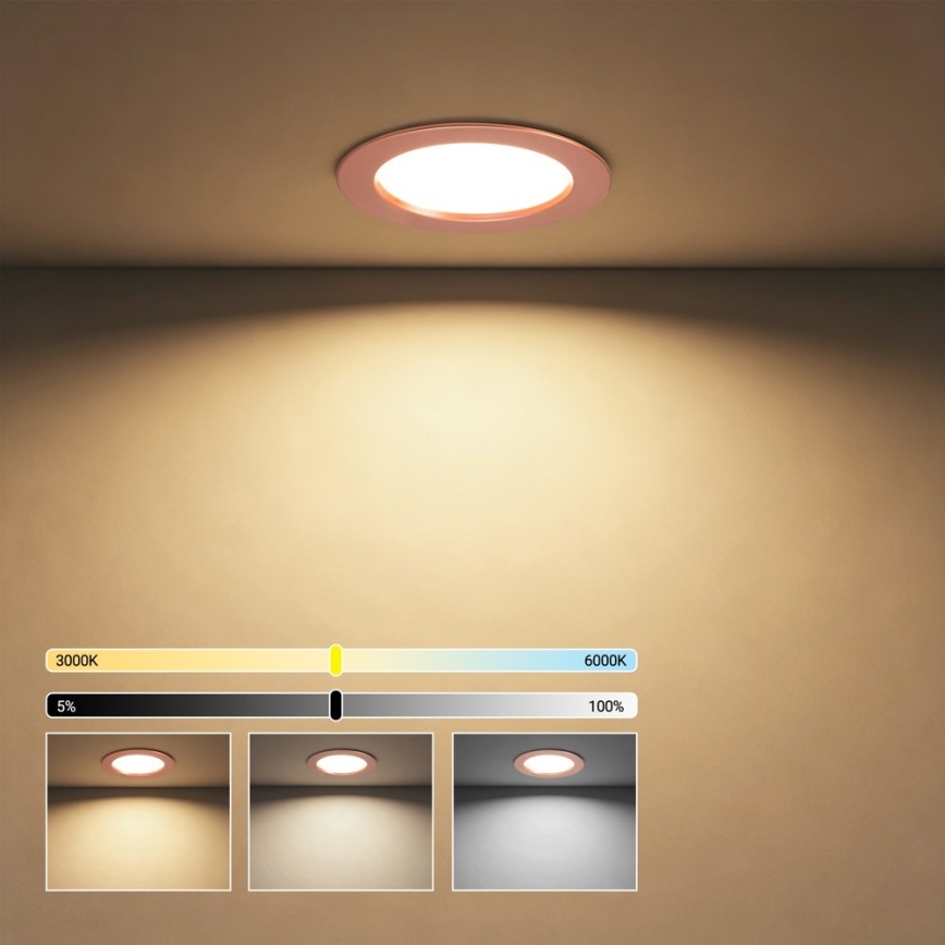 Immax NEO 07330L - Ρυθμιζόμενο εντοιχισμένο φωτιστικό LED DOWN LED/12W/230V Wi-Fi Tuya Ø 12 cm ροζ χρυσό