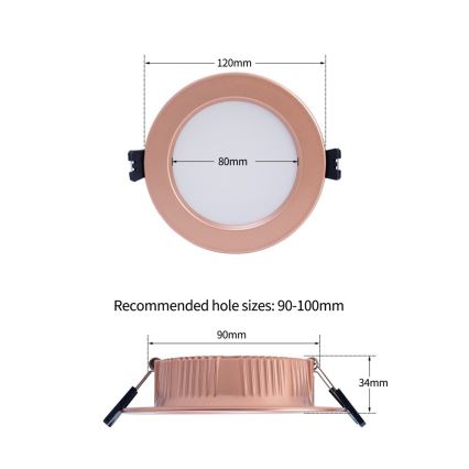 Immax NEO 07330L - Ρυθμιζόμενο εντοιχισμένο φωτιστικό LED DOWN LED/12W/230V Wi-Fi Tuya Ø 12 cm ροζ χρυσό