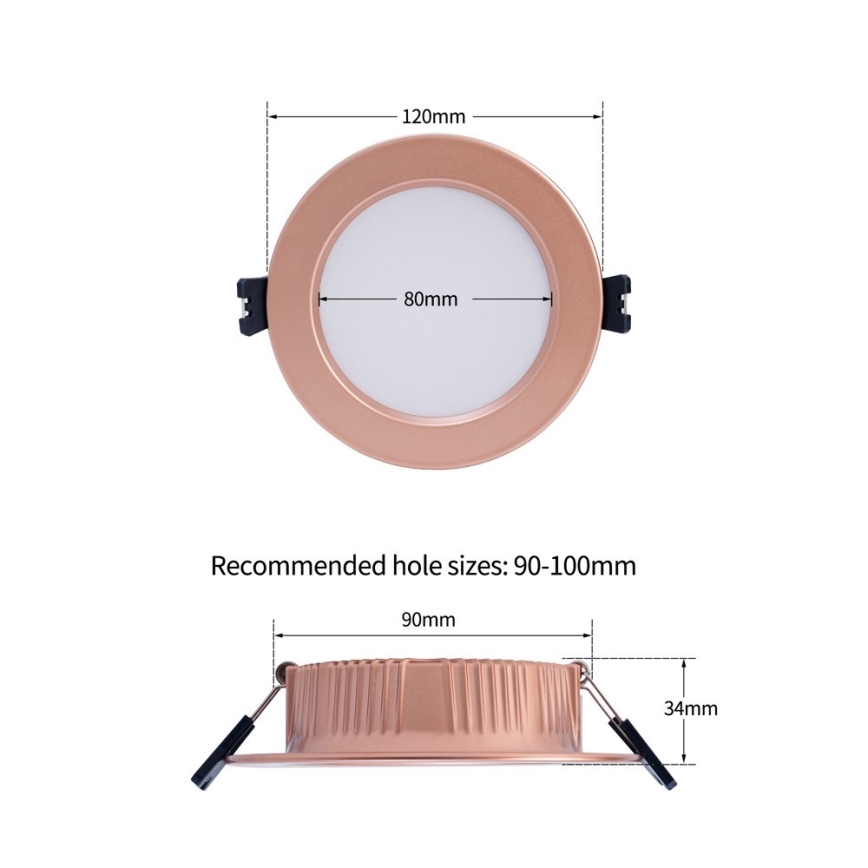 Immax NEO 07330L - Ρυθμιζόμενο εντοιχισμένο φωτιστικό LED DOWN LED/12W/230V Wi-Fi Tuya Ø 12 cm ροζ χρυσό
