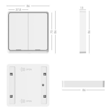 Immax NEO 07507L - Διακόπτης 2 πλήκτρων μπουτόν SMART 1xCR2430 Zigbee 3.0 Tuya