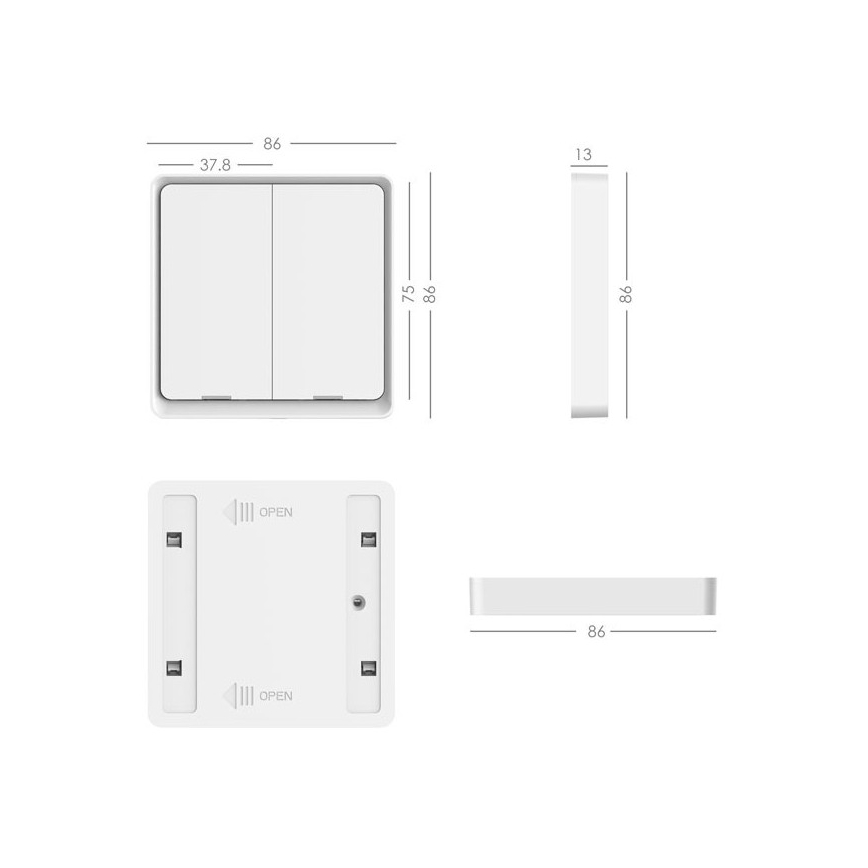Immax NEO 07507L - Διακόπτης 2 πλήκτρων μπουτόν SMART 1xCR2430 Zigbee 3.0 Tuya